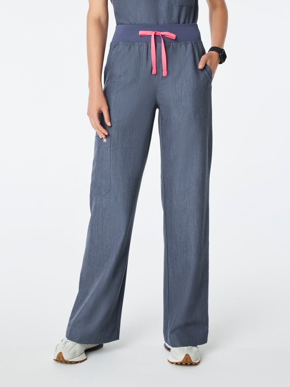 Figs Heather Denim Isabel High-Rise Wide-Leg Scrub Pant